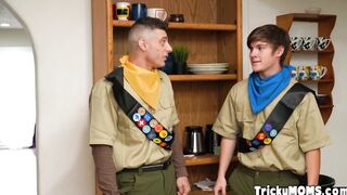Scout guys having fun with two MILFs