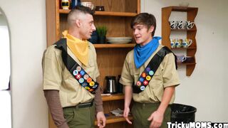 Scout guys having fun with two MILFs
