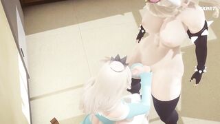 Mario Bross Hentai Rosalina x Bowsette Futanari Hardsex