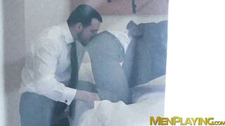 Hottie Enzo Rimenez gives suited Klein Kerr a hard and satisfying ass pounding