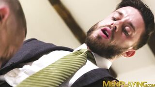 Horny Manuel Reyes spank and doggystyled suited Zac Johnson