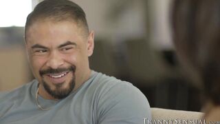 Watch me how a big boobed shemale Ember Fiera severely stretched my ass using her dic