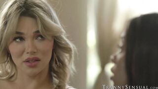 Ebony babe Ana Foxxx endures the swift thrusting delivered by tlady Emma Rose