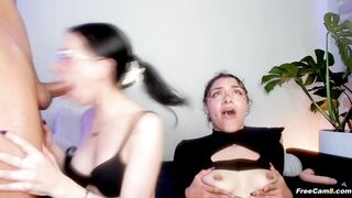 Horny Besties on Their Knees to Worship Hard Dicks