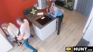 I was welcomed by blonde Madlenas pussy in my new apartment while her husband is ther
