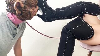 Slave licking his girlfriends boots