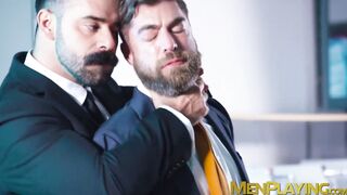 Rough ass rimming and shoving by suited Teddy Torres and Only Matt