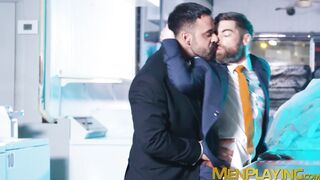 Rough ass rimming and shoving by suited Teddy Torres and Only Matt