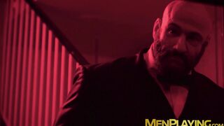 Sexy Leo Bacchus sucked and got banged in the glory hole by hunky Mark Vallant