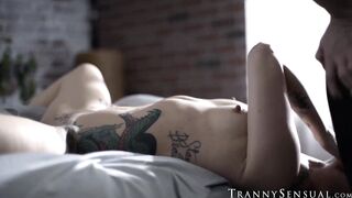 Sweet lady Vanessa Vega getting rammed in the vag by TS blonde Lucy Hart
