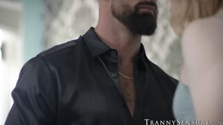 Bearded hottie Alpha Wolfe chokes me while plowing my smooth ass
