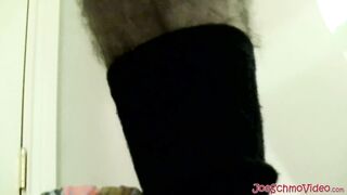 Hairy muscled gay Seg spread wide his legs and lets his cock and balls be consumed