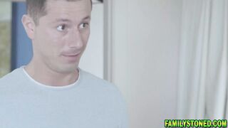 Mia Evans and Missy Luv moans as their pervy stepbro