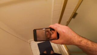 Stepbrother caught masturbating into restroom fucks stepsister