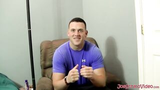 Horny straight muscled Kyle getting wild on the bed by stroking his big cock