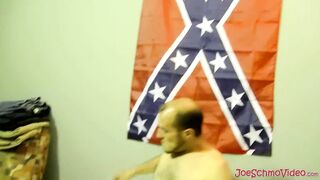 Straight guy Mike is jerking off his big penis until it spurts out sticky cum
