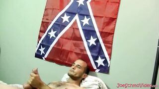 Straight guy Mike is jerking off his big penis until it spurts out sticky cum