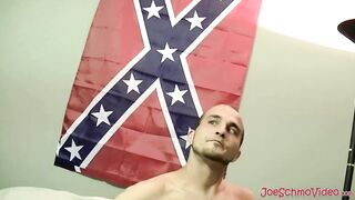 Straight guy Mike is jerking off his big penis until it spurts out sticky cum