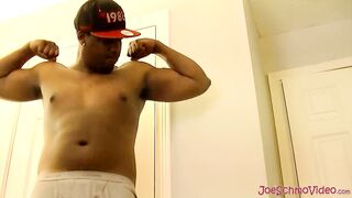 Straight guy Joe utilizing his big black 8 inch cock to unleash hot cum everywhere