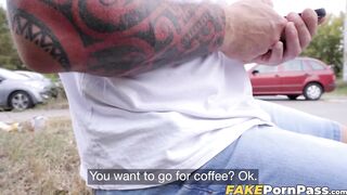 Russian red head Clemence Audiard tempts a man for hardcore sex outdoors