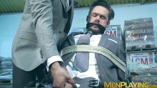 Captured Mike De Marko fucks hard in the warehouse by muscular Jean Franco