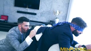 Master Pol Prince fucked the hairy ass of blindfolded Dani Robles on the sofa