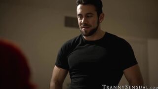 Redhead TS stepmom Foxxy and I have bonding together through bareback sesh
