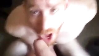 Two Big Cocks Feed Their Loads to Redhead Cock-Hungry Slut