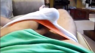 Big Cock Cumming through Briefs