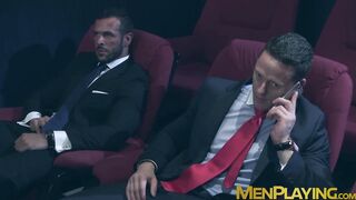 Hardcore take turn anal fucking in the cinema by suited Denis Vega and Ivan Gregory
