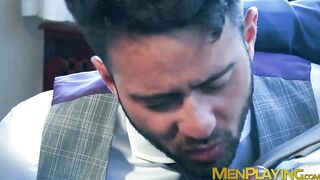 Wet blowjob and anal fucking by butler Xavi Duran and master Robbie Rojo