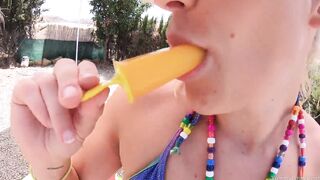Blonde wife loves licking cock and popsicles