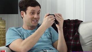 Matty settles on the couch to take some seriously hot selfies. She