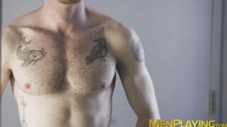 Muscular King Heart jacked his massive cock during his job interview