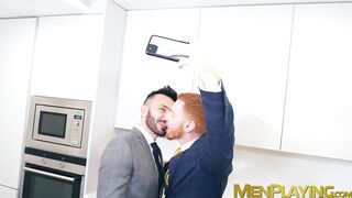 Hardcore take turn ass drilling by redhead Leander and sexy Johnny Viper