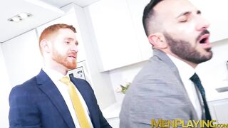 Hardcore take turn ass drilling by redhead Leander and sexy Johnny Viper