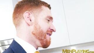 Hardcore take turn ass drilling by redhead Leander and sexy Johnny Viper