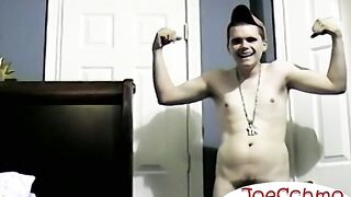 The attractive and hot guy is smoking while he masturbates