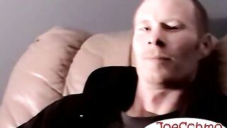 Black man with white man throatfucking and masturbating