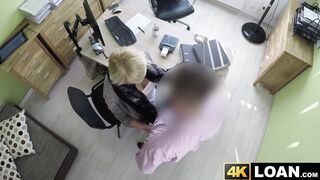 Attractive blonde Katy Rose spends horny time with a loan agent