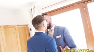 Wet and wild ass fucking by suited partner Leo Rosso and Ruslan Angelo