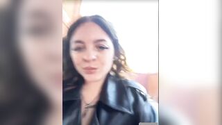 Women in leather jacket suck