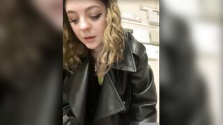 Women in leather jacket suck