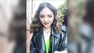 Women in leather jacket suck