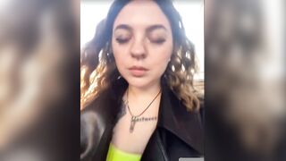 Women in leather jacket suck