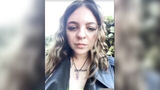 Women in leather jacket suck