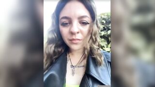 Women in leather jacket suck