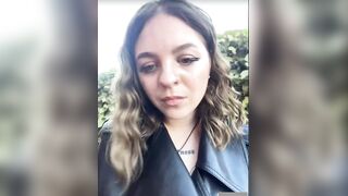 Women in leather jacket suck