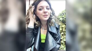 Women in leather jacket suck