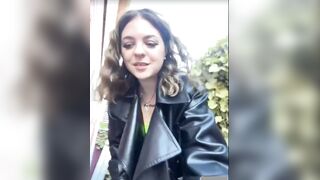 Women in leather jacket suck